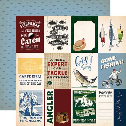 Gone Fishing 3x4 Journaling Cards 12x12 DS Patterned Paper (1 Sheet)
