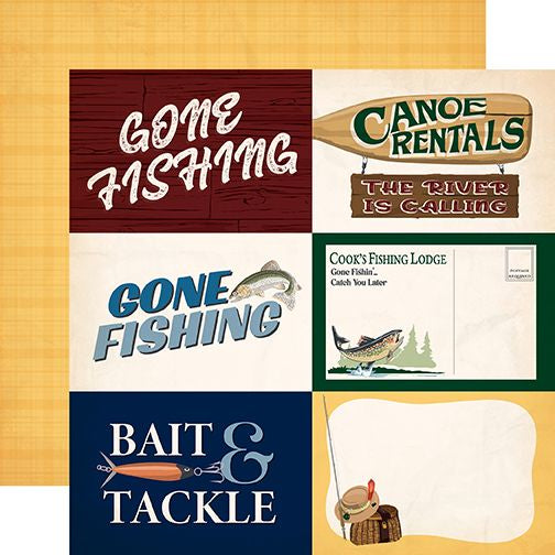 Gone Fishing 6x4 Journaling Cards 12x12 DS Patterned Paper (1 Sheet)