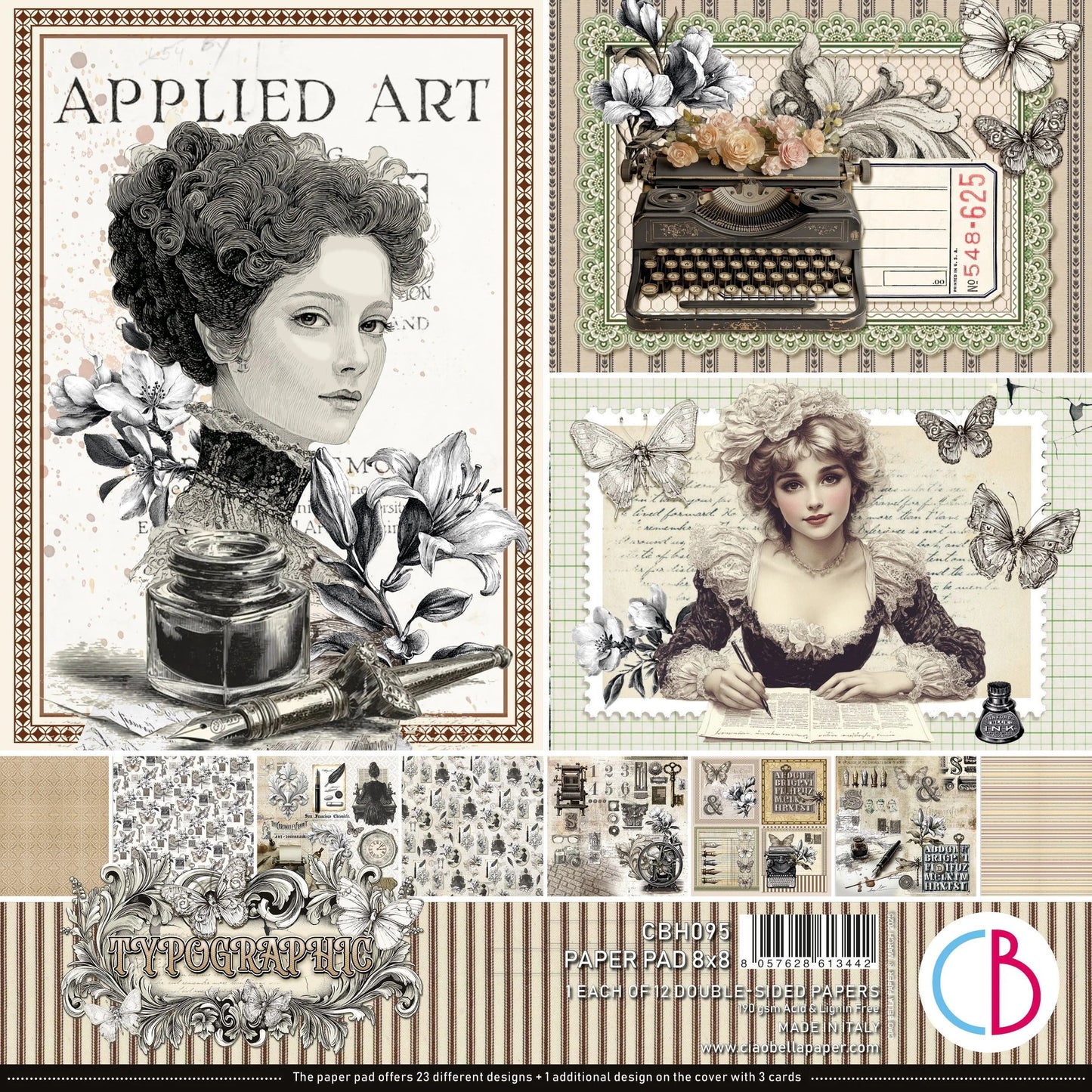 Ciao Bella Typographic Pad 8"x8" 12/Pkg