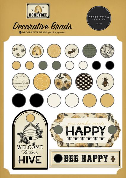Carta Bella  Honey Bee Decorative Brads