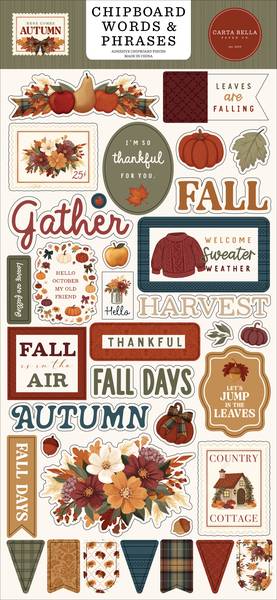 Carta Bella Here Comes Autumn 6x13 Chipboard Words & Phrases