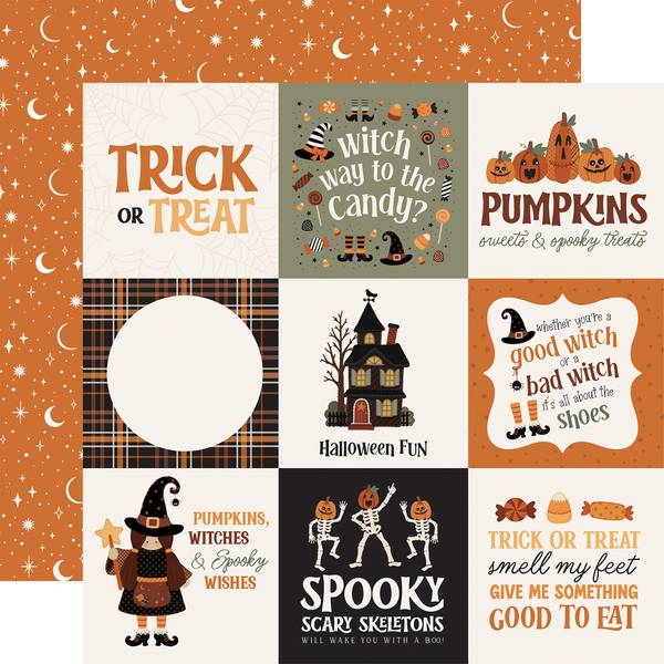 Carta Bella Handmade Halloween: 4x4 Journaling Cards 12x12 DS Paper (1 Sheet)