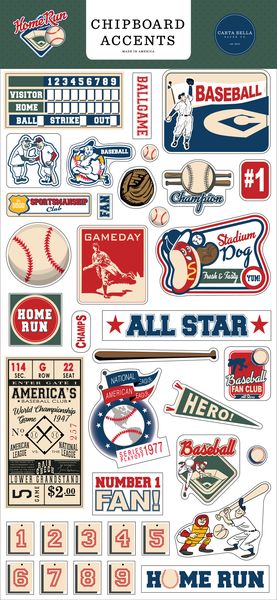 Carta Bella Echo Park Home Run 6x13Â ChipboardÂ Accents