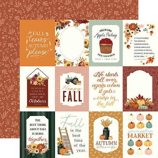 Carta Bella Harvest Double-Sided Cardstock 12"X12"-3X4 Journaling Cards