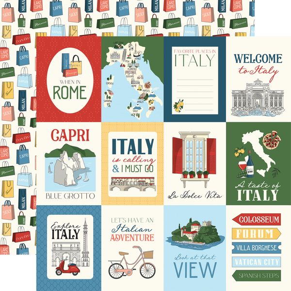 Carta Bella Italy: 3x4 Journaling Cards (1 Sheet)