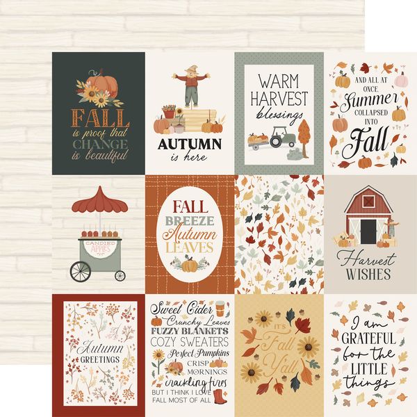 Carta Bella  It's Autumn: 3x4 Journaling Cards 12x12 DS Patterned Paper