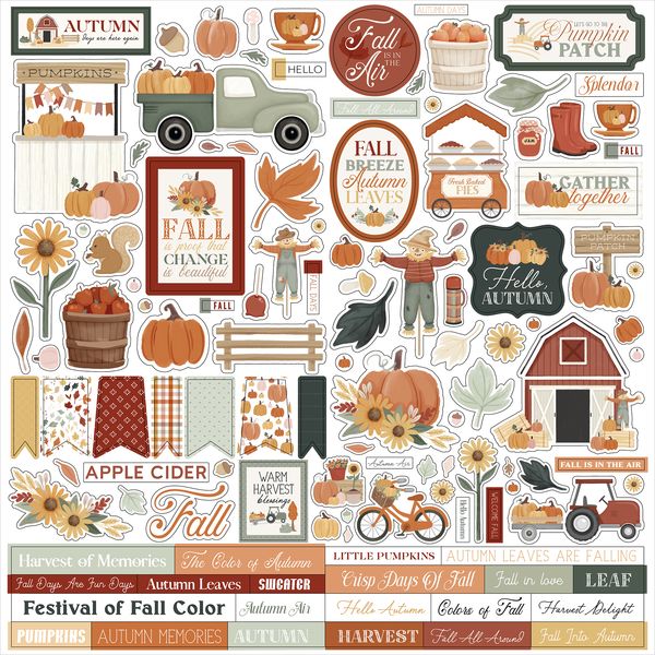 Carta Bella  It's Autumn Element Sticker: 12x12 Cardstock Stickers