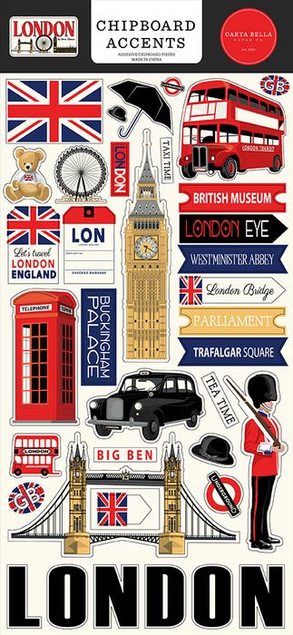 Carta Bella - London 6x13 Chipboard Accents
