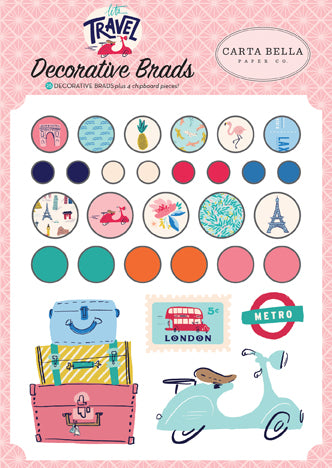 DISC - Let's Travel Decorative Brads