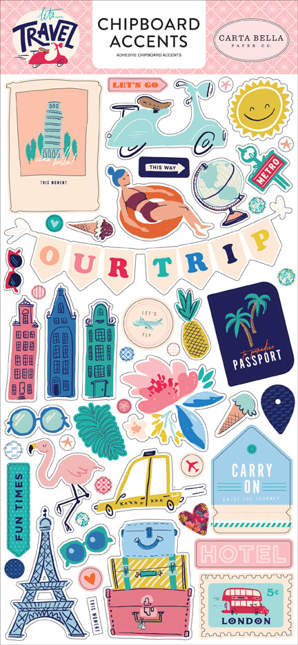 Carta Bella Let's Travel Chipboard Accents