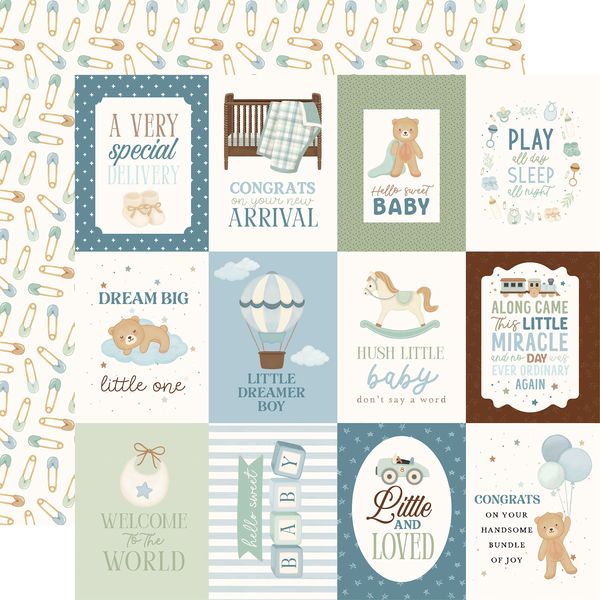 Carta Bella Little Lullabies: Baby Boy: 3x4 Journaling Cards 12x12 Patterned Paper