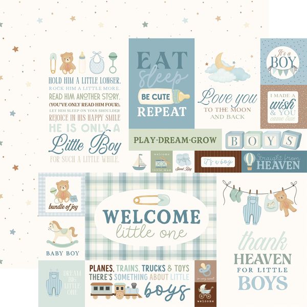 Carta Bella Little Lullabies: Baby Boy: Baby Boy Journaling Cards 12x12 Patterned Paper