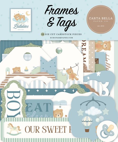 Carta Bella Little Lullabies: Baby Boy Frames & Tags