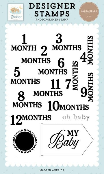 Carta Bella Little Lullabies: Baby Boy: Oh Baby Months Stamp Set