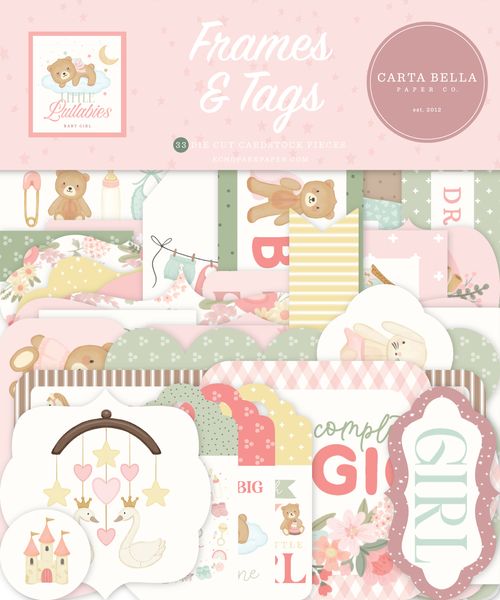 Carta Bella Little Lullabies: Baby Girl Frames & Tags