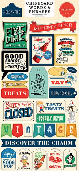 Carta Bella Mercantile 6x13 Chipboard Words & Phrases