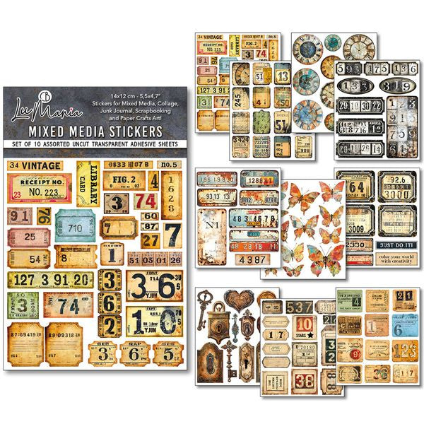 Mixed Media Sticker Set 10/Pkg Grungy Tags