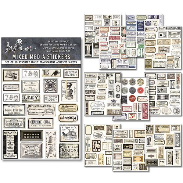 Mixed Media Sticker Set 10/Pkg Vintage Scripts