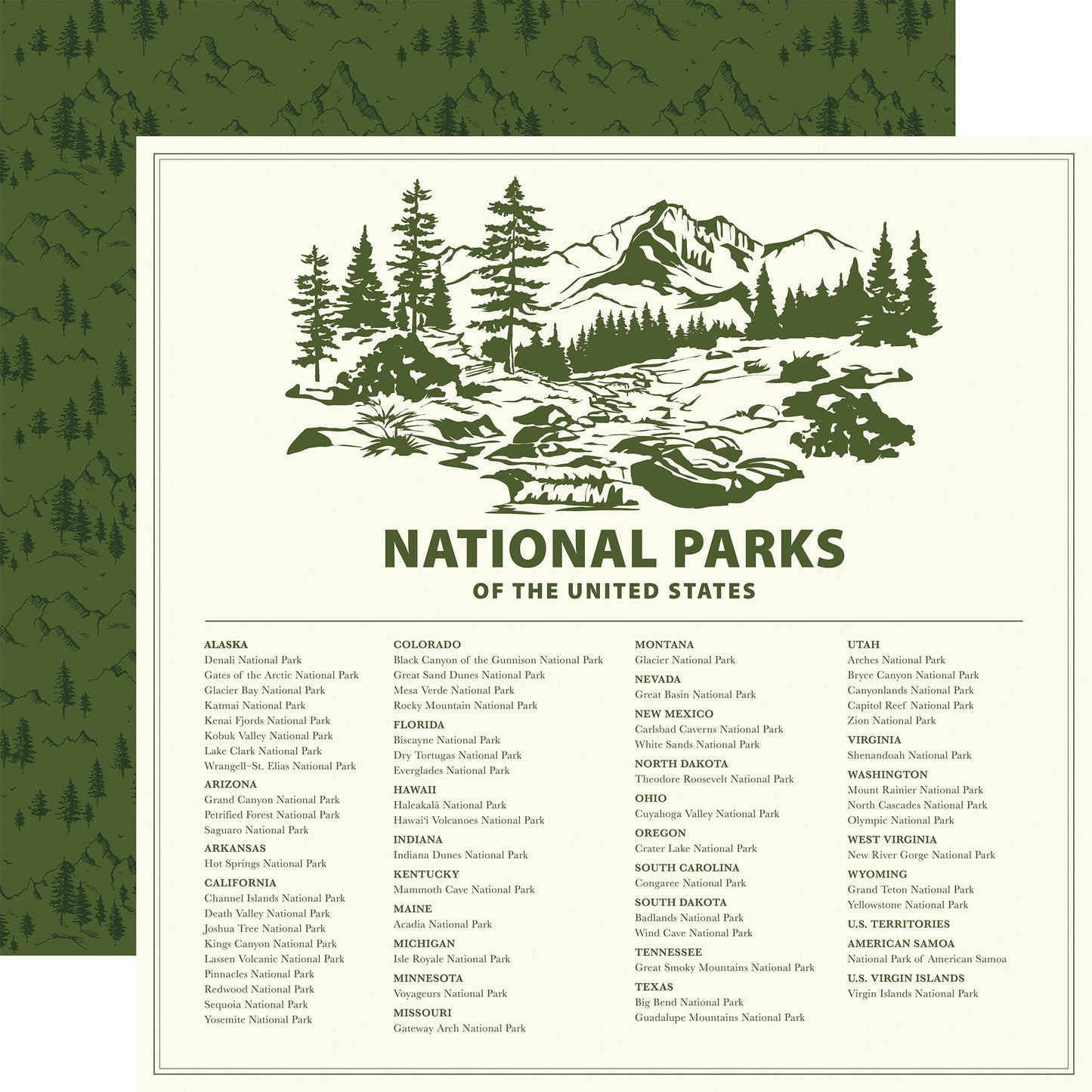 Carta Bella National Parks No. 2: National Parks List DS Paper (1 Sheet)