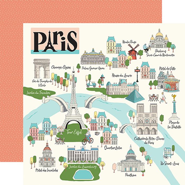 Carta Bella Paris: Paris Map 12x12 DS Patterned Paper (1 Sheet)