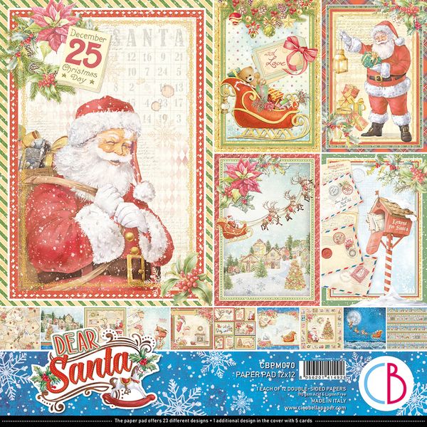 34 Ciao Bella Dear Santa Paper Pad 12"x12" 12/Pkg