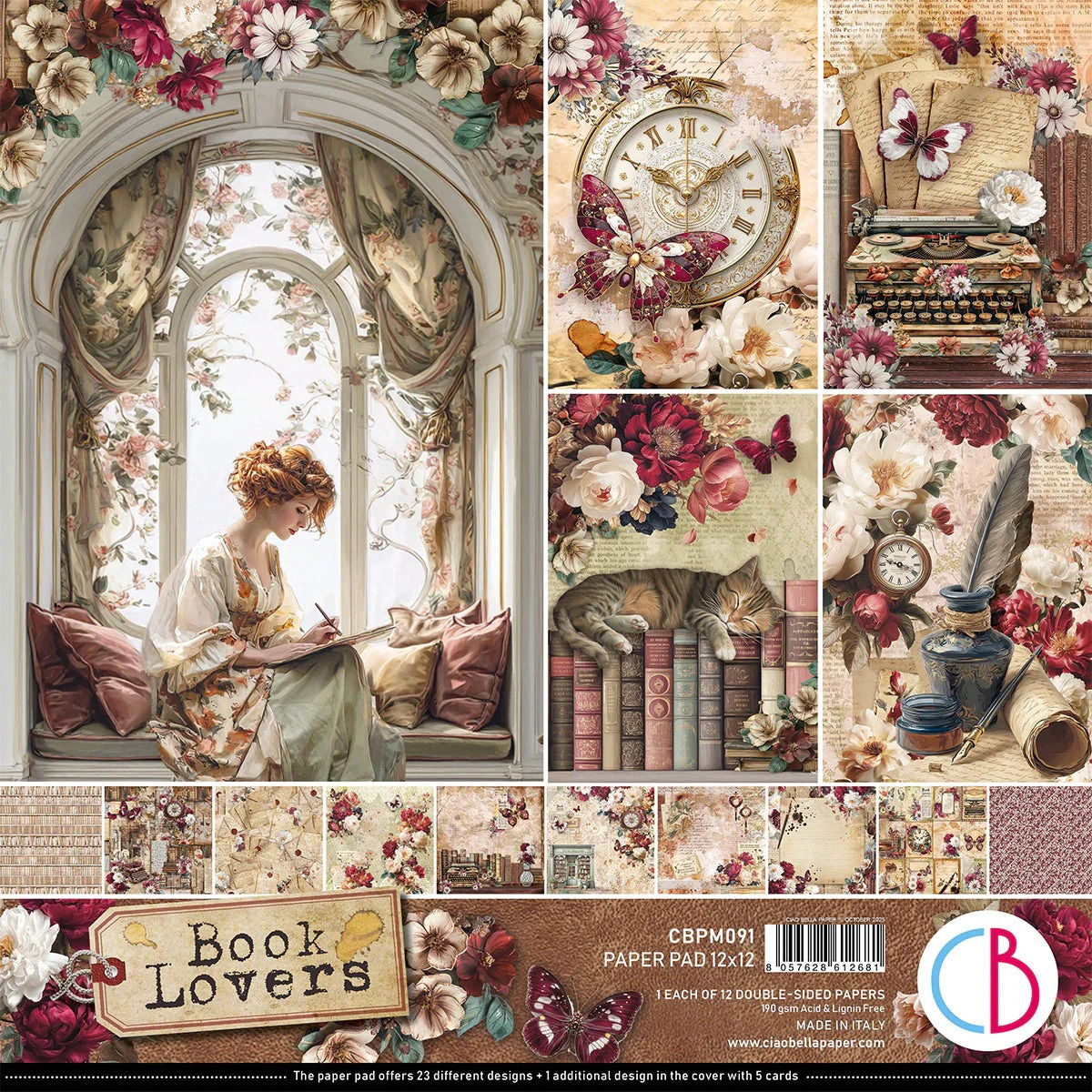 Ciao Bella Book Lovers Paper Pad 12"x12" 12/Pkg