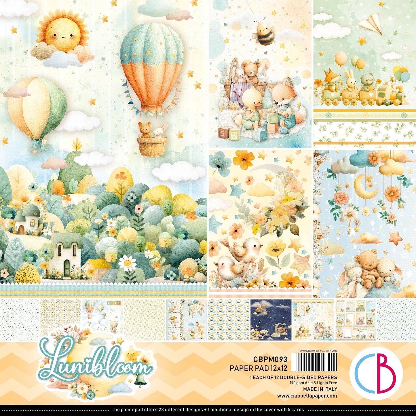 Ciao Bella Lunibloom Paper Pad 12"x12" 12/Pkg