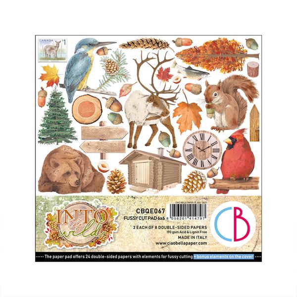 Ciao Bella Into The Wild 6"x6" Fussy Cut Pad, 24 sheets/pkg.