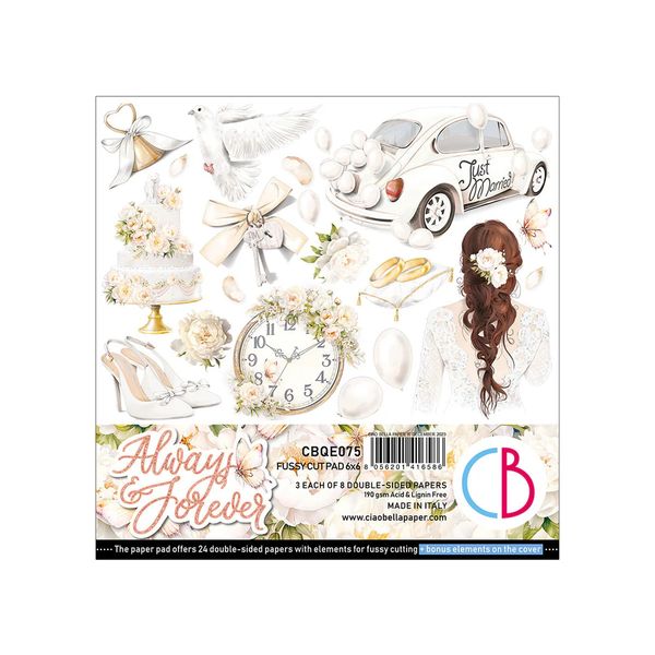Ciao Bella Always & Forever 6"x6" Fussy Cut Pad, 24 sheets/pkg.