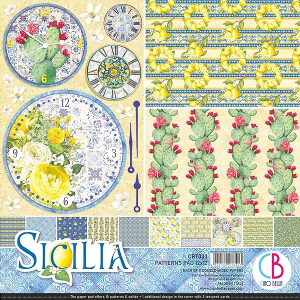Ciao Bella Sicilia Patterns 12"x12" Paper Pad, 8 sheets/pkg.