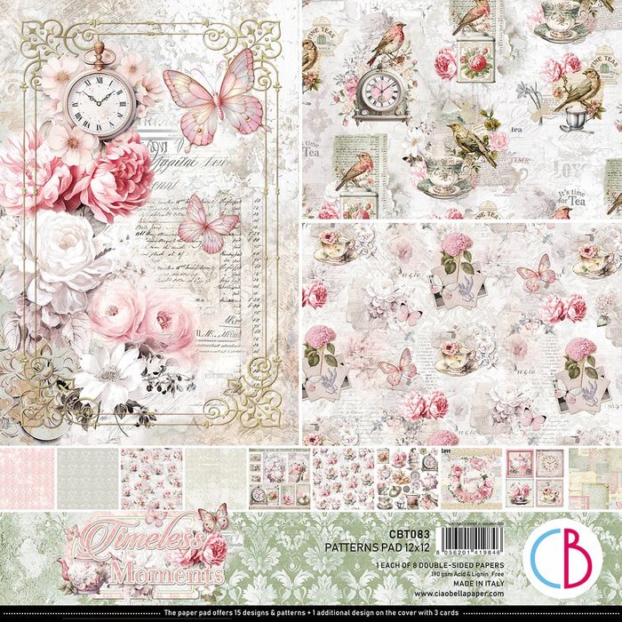 Ciao Bella Timeless Moments  Patterns Pad 12"x 12" 8/Pkg