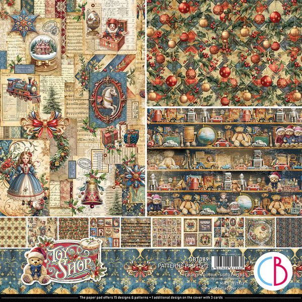 Ciao Bella Toy Shop Patterns 12"x12" Pad, 8 sheets/pkg.