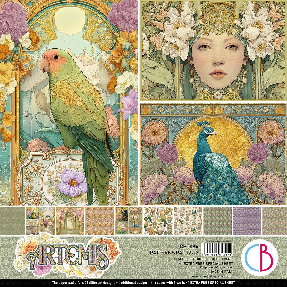 Ciao Bella Artemis Patterns Pad 12"x12" 8/Pkg