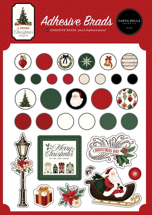 Carta Bella Decorative Brads-A Vintage Christmas