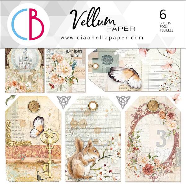Ciao Bella Vellum Reign Of Grace 6"x6" Fussy Cuts, 6 sheets/pkg