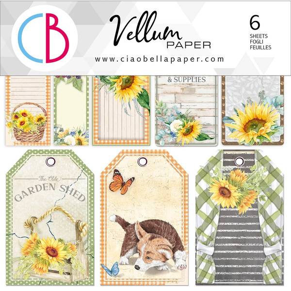 Ciao Bella Vellum Farmhouse Garden 6"x6" Fussy Cuts, 6 sheets/pkg