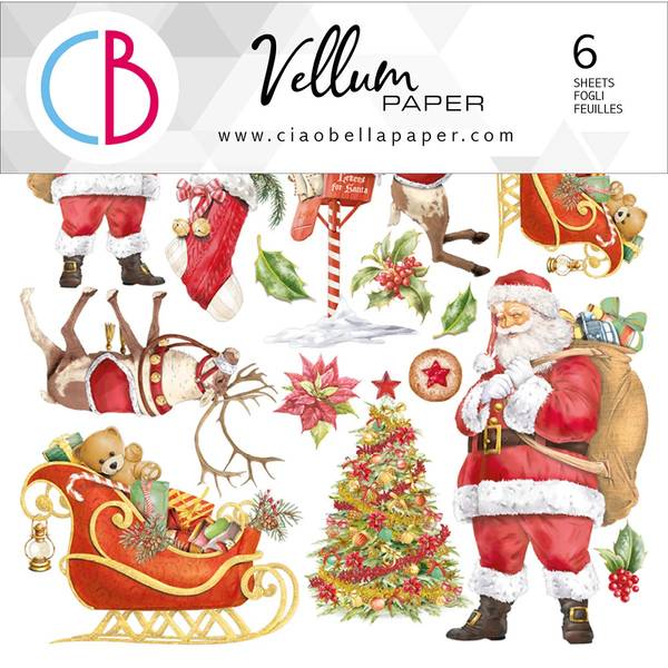 Ciao Bella Vellum Dear Santa 6"x6" Fussy Cuts, 6 sheets/pkg
