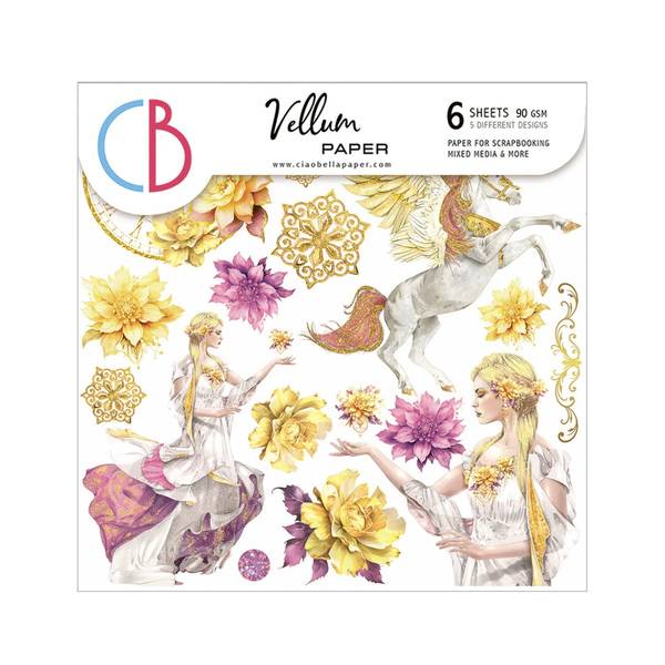Ciao Bella Ethereal Vellum 6"x6"  Fussy Cuts,  6 sheets/pkg