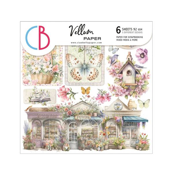 Ciao Bella Vellum Flower Shop 6"x6" Fussy Cuts, 6 sheets/pkg