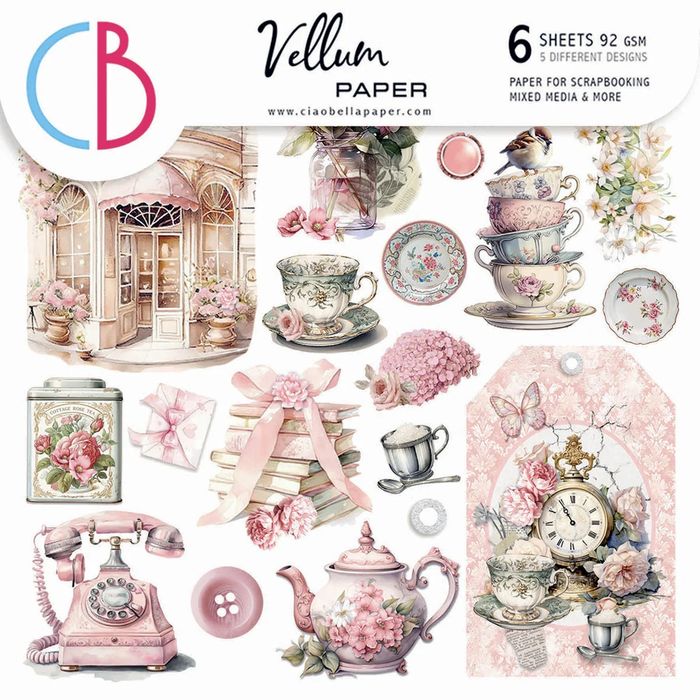 Ciao Bella Vellum Timeless Memories Fussy Cut 6"x 6" 6/Pkg