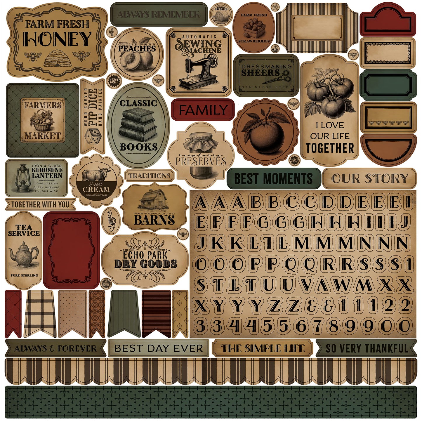 Carta Bella: Vintage Market Element Sticker