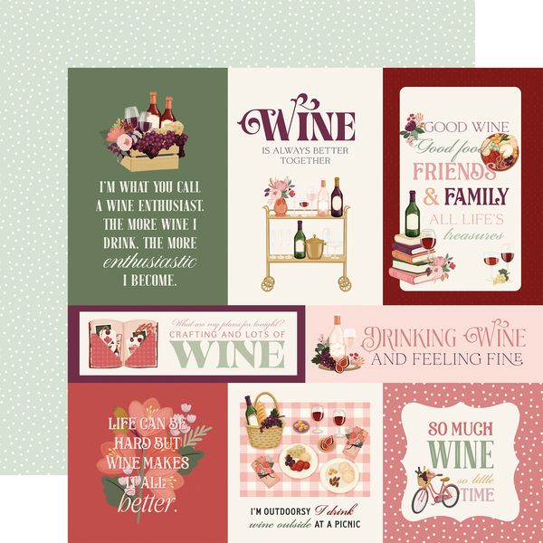 Carta Bella Wine 6x4 Journaling Cards 12x12 DS Patterned Paper (1 Sheet) (1 Sheet)