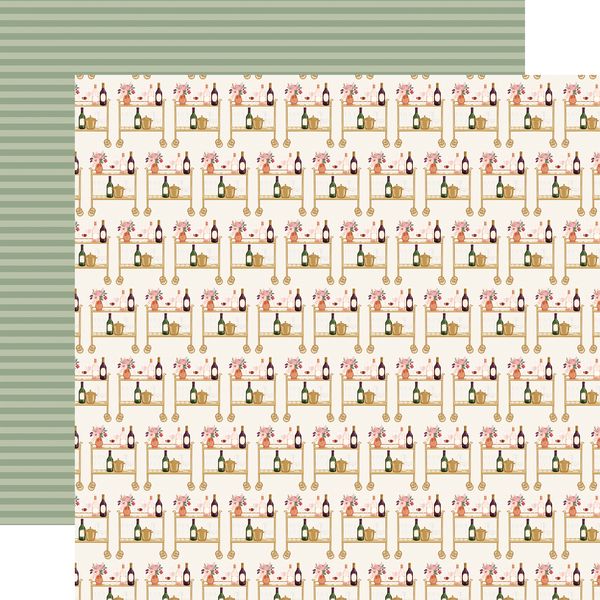 Carta Bella Wine Drink Cart 12x12 DS Patterned Paper (1 Sheet) (1 Sheet)
