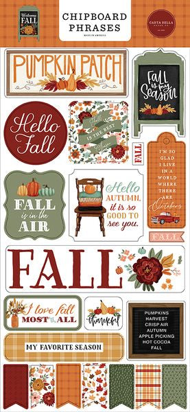 Carta Bella Welcome Fall Chipboard Phrases