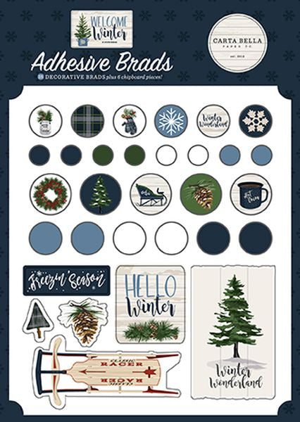 Welcome Winter Adhesive Brads