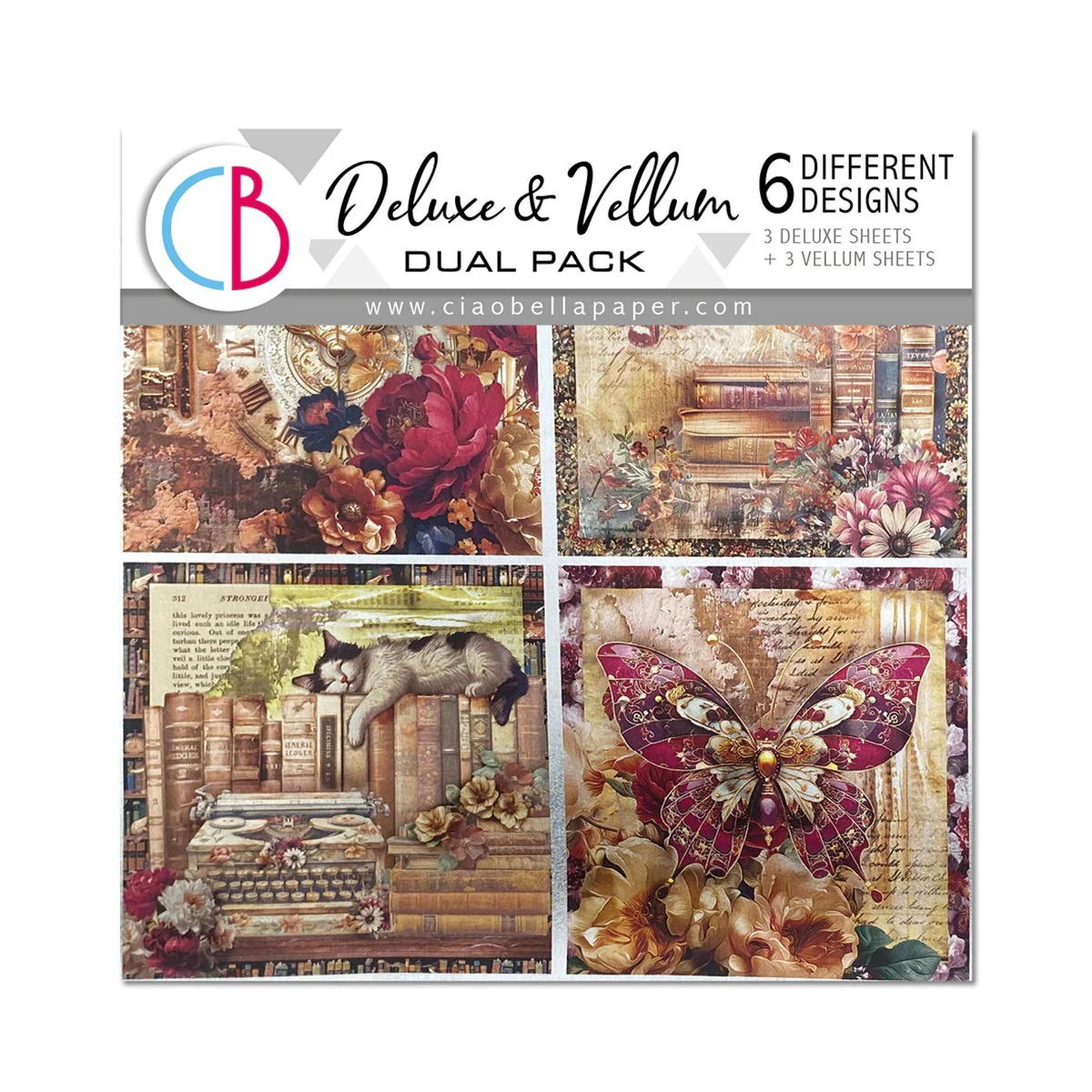 Ciao Bella Deluxe Paper Silver & Vellum Dual Pack 6x6 MIXED 6/Pkg Book Lovers