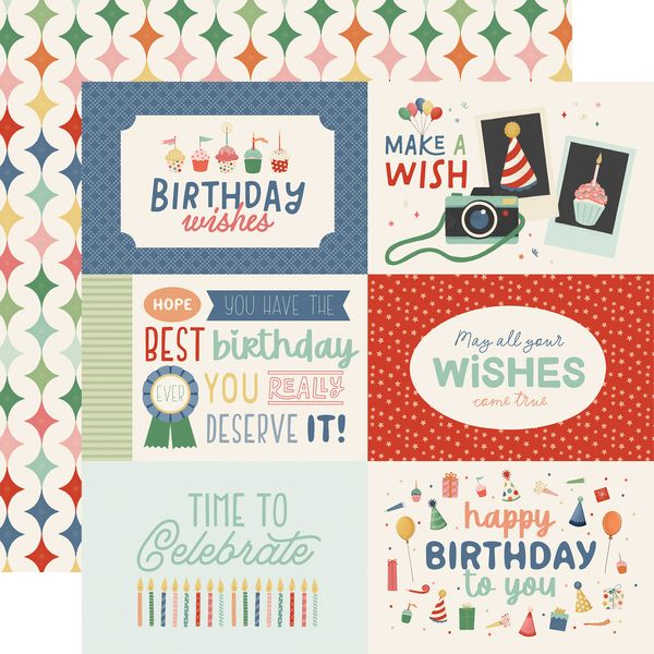 Carta Bella They Say It's Your Birthday 6x4 Journaling Cards 12x12 DS Patterned Paper (1 Sheet) (1 Sheet)