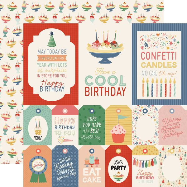 Carta Bella They Say It's Your Birthday Tags And Journaling Cards 12x12 DS Patterned Paper (1 Sheet) (1 Sheet)