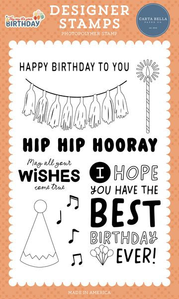 Carta Bella They Say It's Your Birthday Tassel Banner Stamp Set