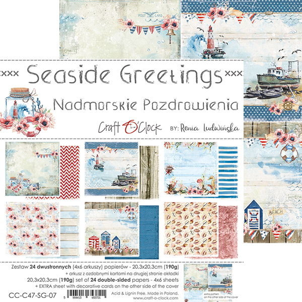 Craft-o-Clock  Seaside Greetings  8x8 Papers Set